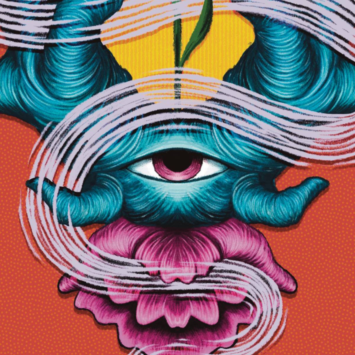 Close crop of abstract tree-like-flower-face