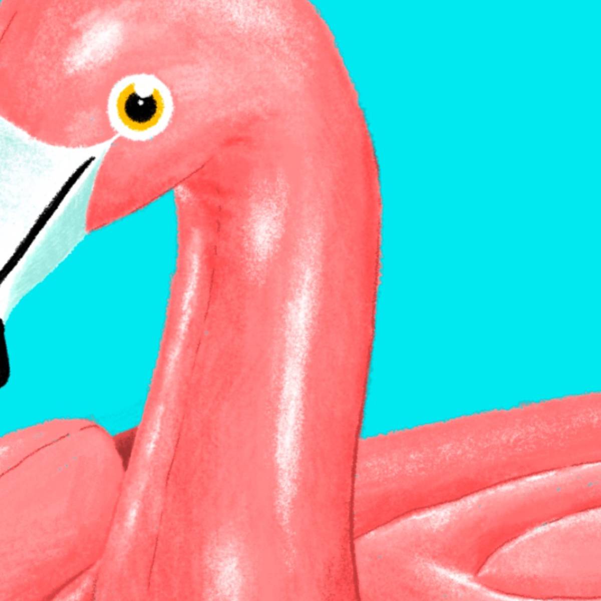 Close crop of pink inflatable flamingo