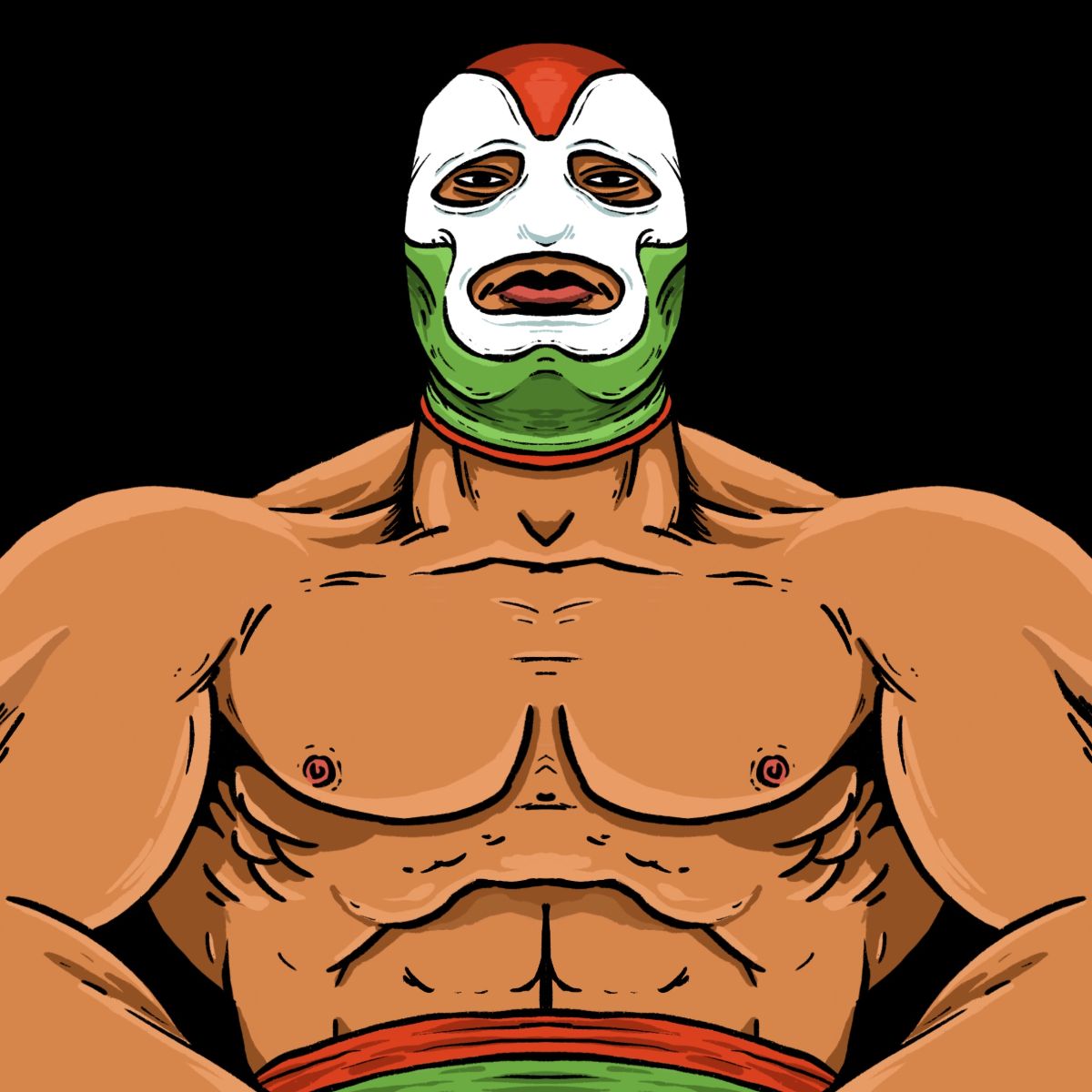 Drawing of a macho masked Mexican wrestler
