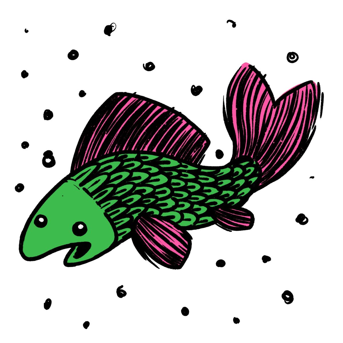 A gobsmacked goldfish taking a gulp